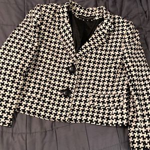 Vintage Herbert Grossman Union Made Houndstooth Cropped Padded Shoulder Blazer